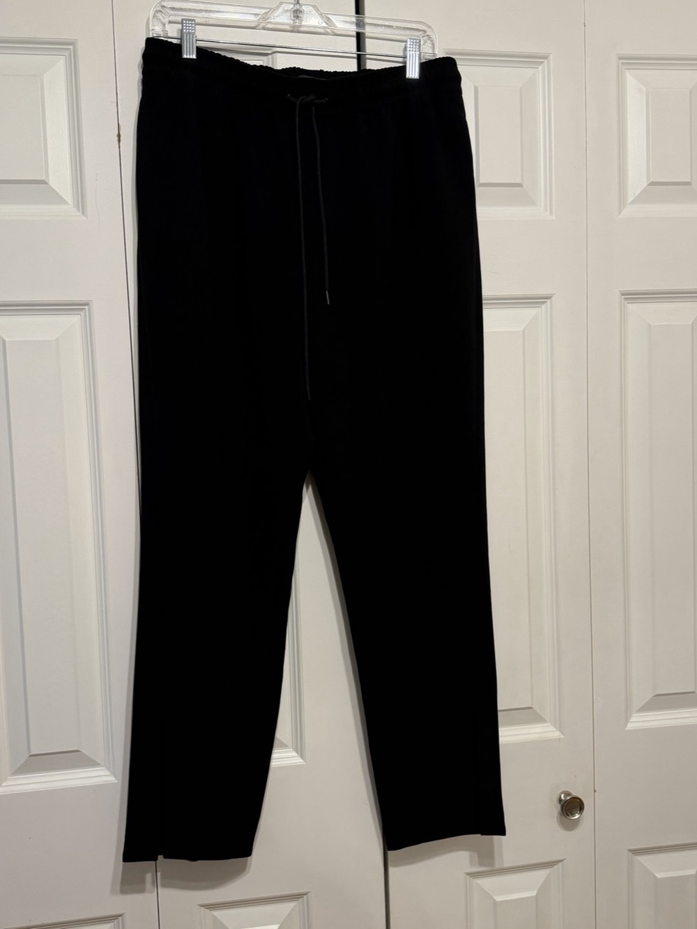 Theory Slit Hem Wide Leg Pull-On Pants Black Ankle Pants Size 8